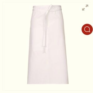 White bistro apron with black piping